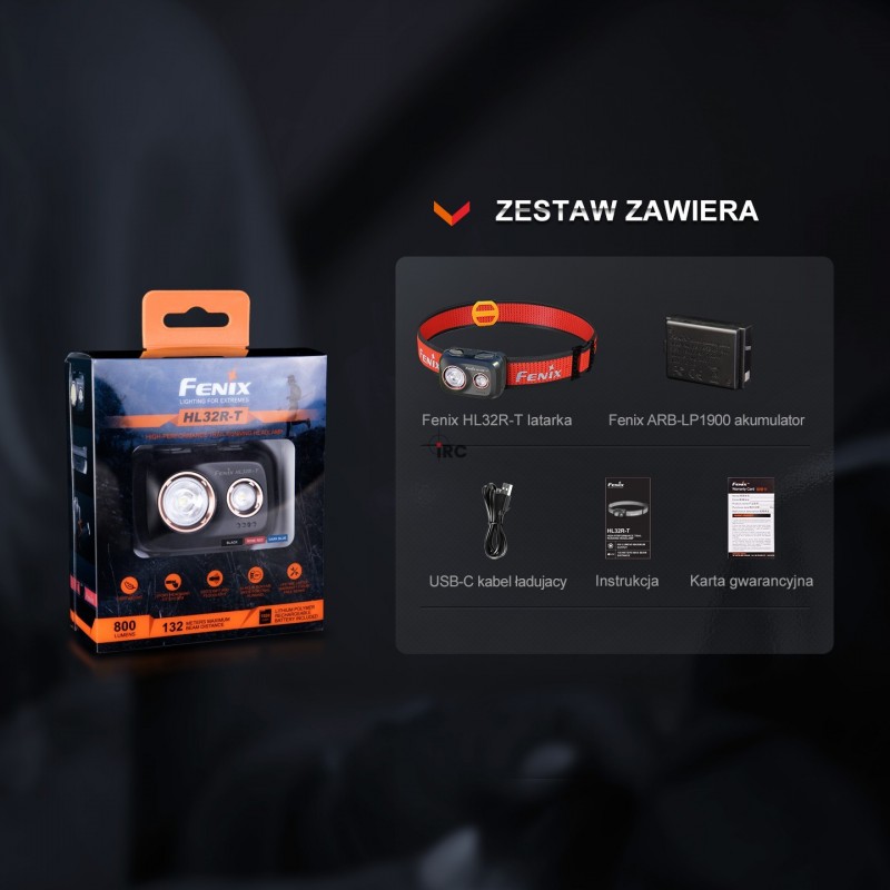 Latarka czołowa Fenix HL32R-T czarna