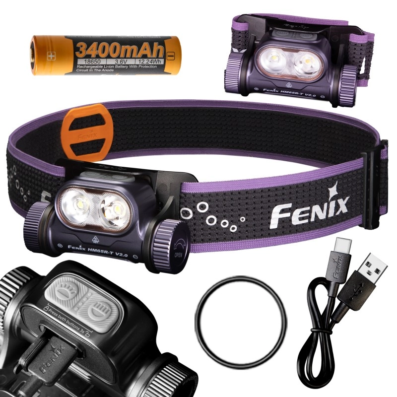 Latarka czołowa Fenix HM65R-T V2.0 ciemnofioletowa