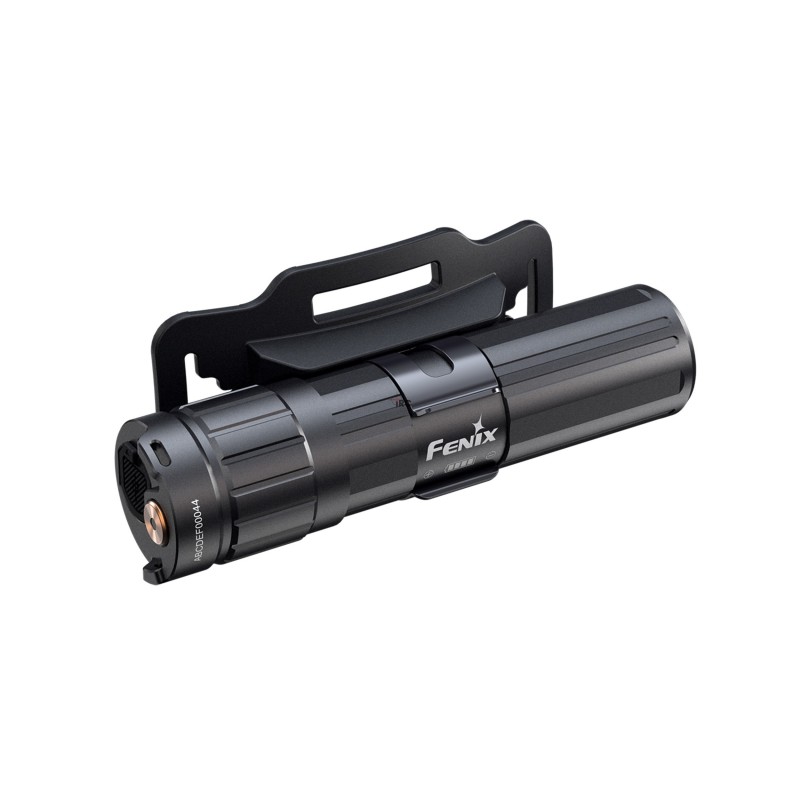 Elementy zestawu Fenix HM75R: latarka, akumulatory, kabel