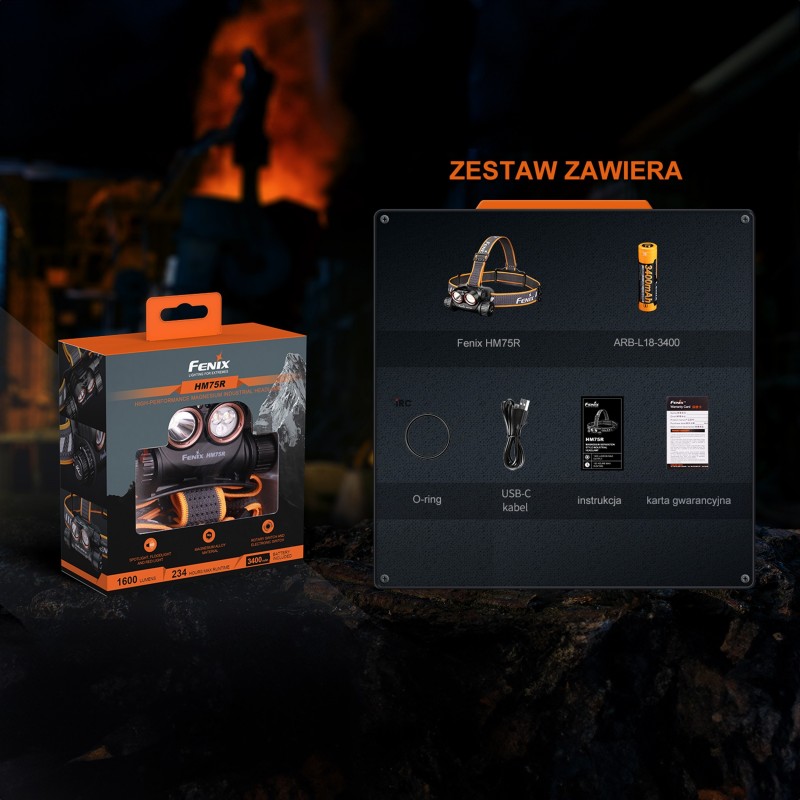 Latarka czołowa Fenix HM75R SE bez dodatkowego zasobnika