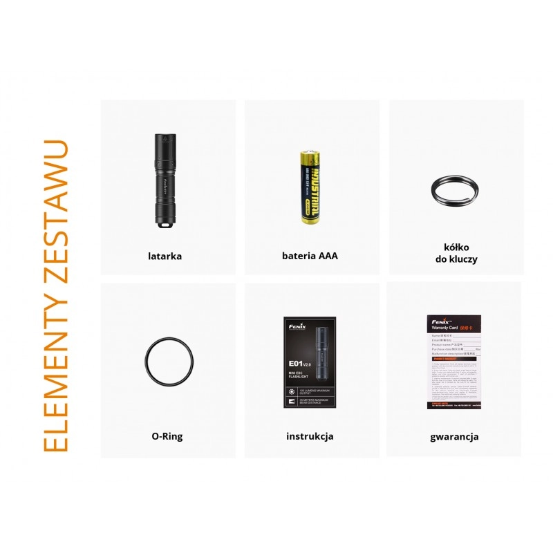 Latarka LED Fenix E01 V2.0 czarna