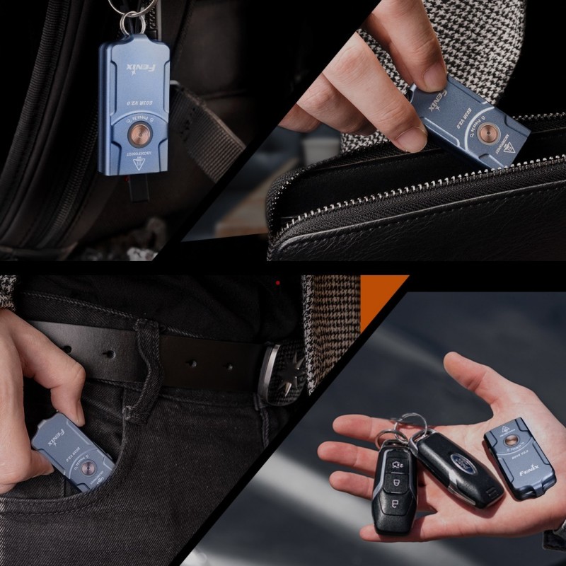 Latarka LED Fenix E03R V2.0 niebieska - ładowanie USB-C