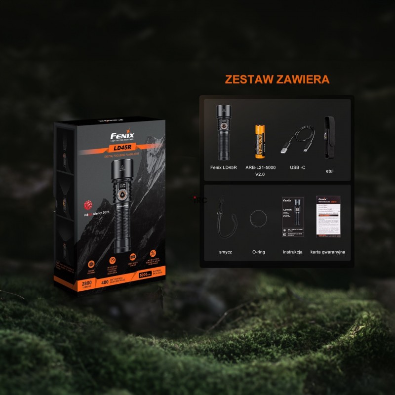 Latarka LED Fenix LD45R - wyświetlacz OLED i ładowanie USB-C