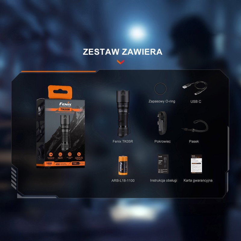 Detale latarki Fenix TK05R z portem USB-C