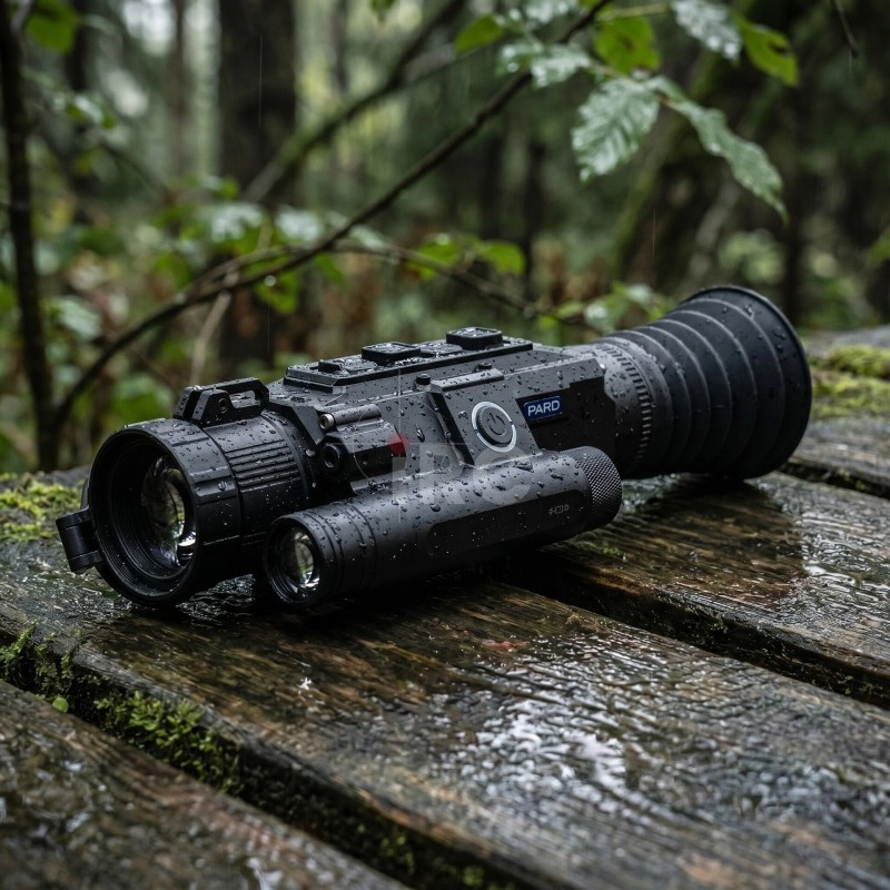 Celownik PARD NV-SC4 w deszczu — szczelność IP67