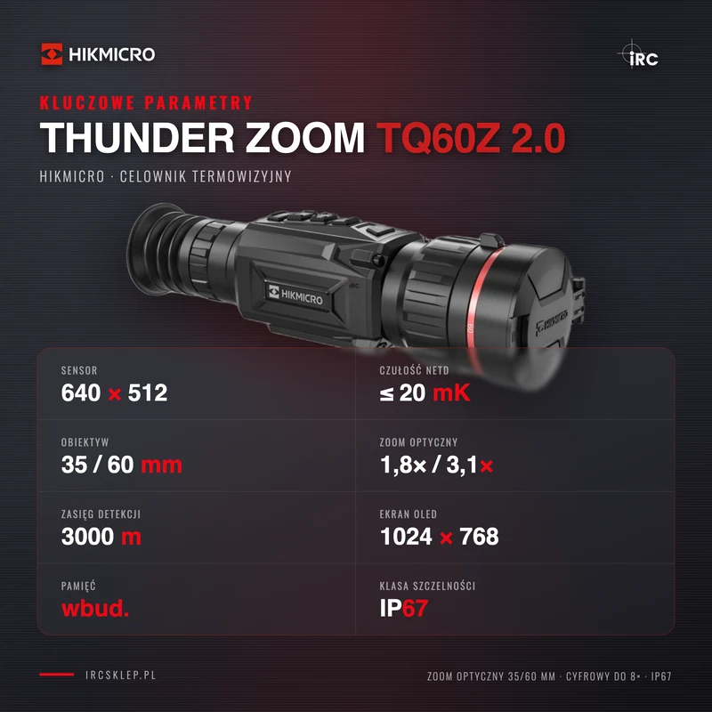 Kluczowe parametry HIKMICRO Thunder Zoom TQ60Z 2.0
