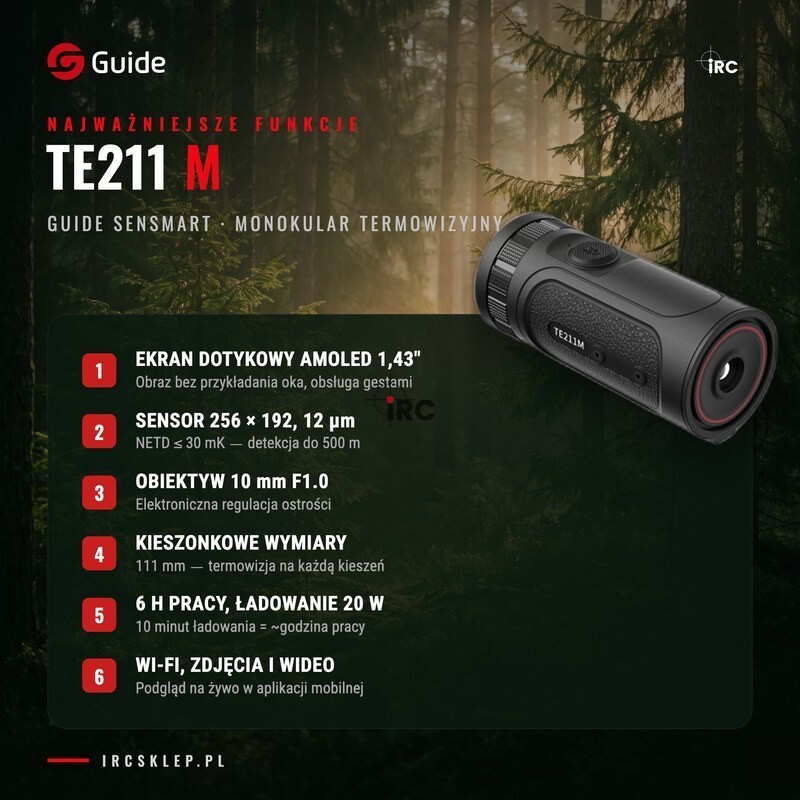 Monokular termowizyjny termowizor GUIDE TE211M dotykowy