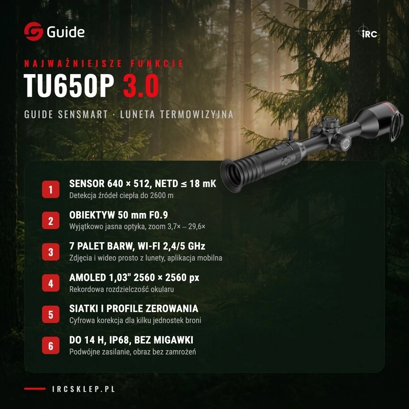 Luneta termowizyjna termowizor GUIDE TU650P 3.0