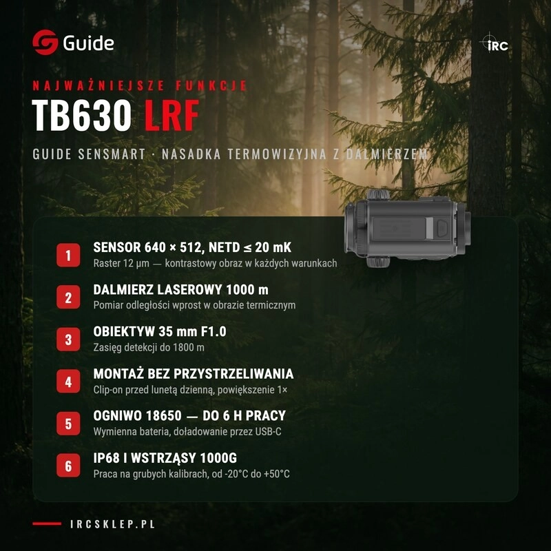 Nasadka nakładka termowizyjna termowizor GUIDE TB630L LRF