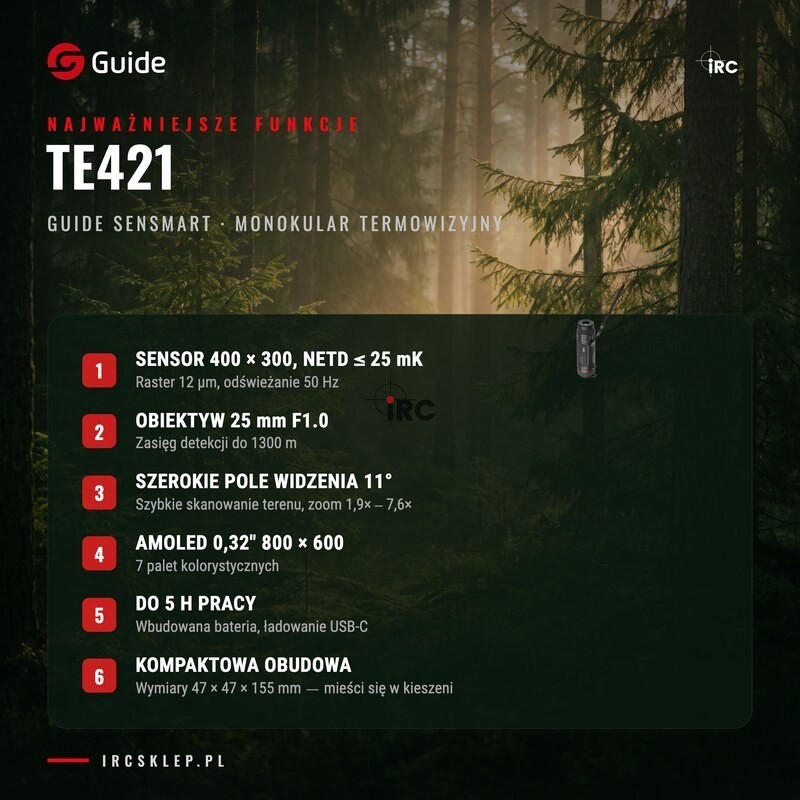 Monokular termowizyjny termowizor GUIDE TE421